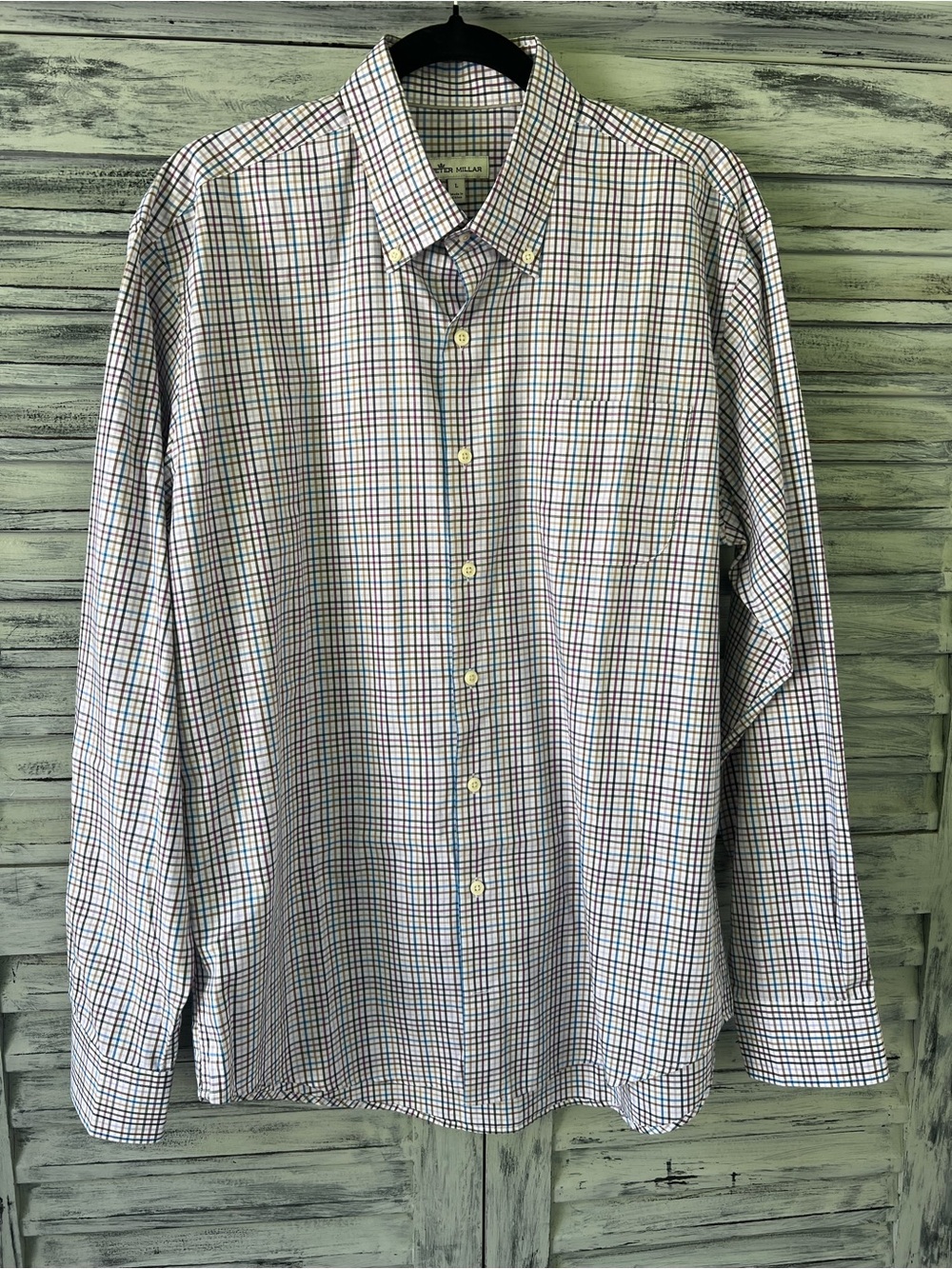 Peter Millar Plaid Button-Down Shirt Size L